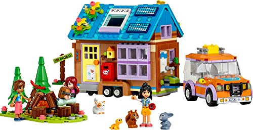 LEGO Friends Mobile Tiny House , Forest Camping Opening Dollhouse Playset with Toy Car, Leo & Liann Mini-Dolls