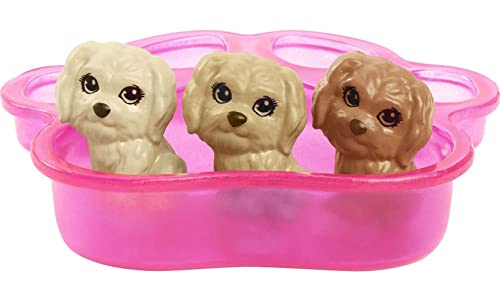Barbie Doll and Newborn Pups Playset Doll (Blonde, 11.5 in) Mommy Dog with Birthing Feature, 3 Puppies & Nurturing Accessories - sctoyswholesale