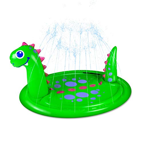 Good Banana Dinosaur Splashy Sprinklers, Kids’ Jumbo Splash Pad & Pool with 360-Degree Sprinklers, 6 Ft Long, Backyard, Lawn, Outdoor Play, Poolside, Family BBQs, Parties,Dino