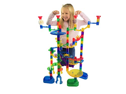 Marble Genius Marble Run (150 Complete Pieces) Maze Track or Building Toys for Kids Ages 4-8, for Adults, Teens, and Toddlers, (85 Translucent Marbulous Pieces + 65 Glass-Marble Set), Super Set