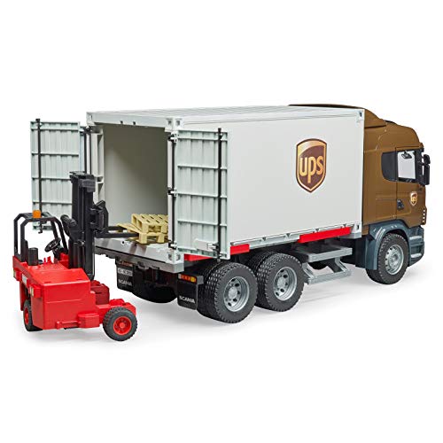 Bruder 03581 Scania R-Series Ups Logistics Truck with Forklift Vehicles - Toys