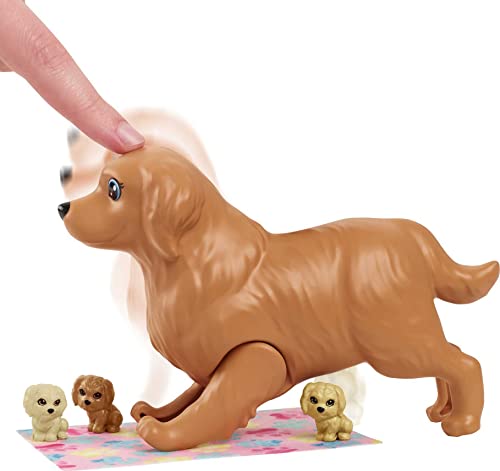 Barbie Doll and Newborn Pups Playset Doll (Blonde, 11.5 in) Mommy Dog with Birthing Feature, 3 Puppies & Nurturing Accessories - sctoyswholesale