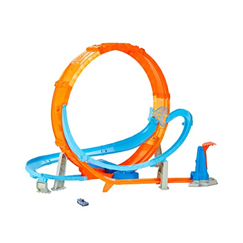 Hot Wheels Massive Loop Mayhem Track Set with Huge 28-Inch Wide Track Loop Slam Launcher, Battery Box & 1 Hot Wheels 1:64 Scale Car, Designed for Multi-Car Play, Gift for Kids 5 Years & Up