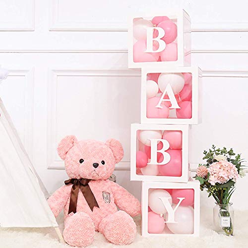 4PCS Baby Shower Decorations For Girl or Boy Balloon Boxes Decorations Gender Reveal Party Supplies Blocks Cubes Birthday Party Photo Booth Prop Backdrop - sctoyswholesale