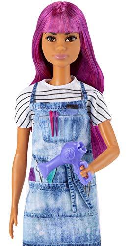 Barbie Salon Stylist Doll (12-In/30.40-cm) with Purple Hair, Tie-Dye Smock, Striped Tee, Blow Dryer & Comb Accessories, Great Gift for Ages 3 Years Old & Up - sctoyswholesale