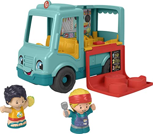 Little People Musical Toddler Toy Serve It Up Food Truck Vehicle with 2 Figures for Pretend Play Ages 1+ Years