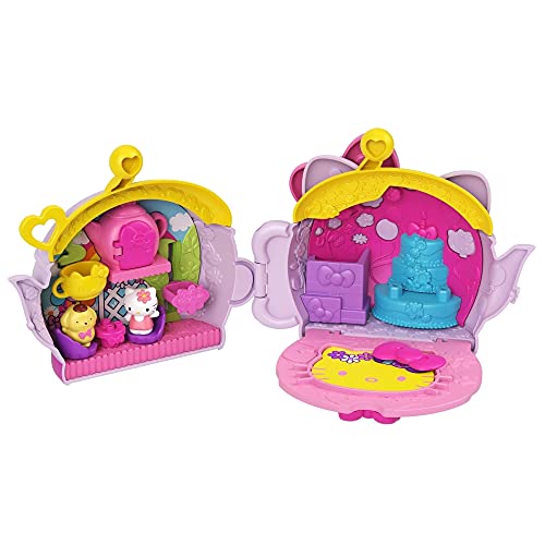 Hello Kitty Tea Party Compact (4.9-in) with 2 Sanrio Minis Figures, Stationery Notepad and Accessories - sctoyswholesale