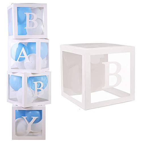 4PCS Baby Shower Decorations For Girl or Boy Balloon Boxes Decorations Gender Reveal Party Supplies Blocks Cubes Birthday Party Photo Booth Prop Backdrop - sctoyswholesale