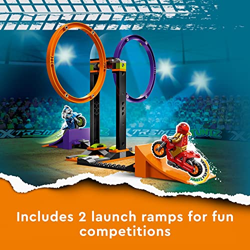 LEGO City Stuntz Spinning Stunt Challenge 60360, 1 or 2 Player Tournaments with Flywheel-Powered Motorcycle Toys for Kids, Boys & Girls 6 Plus Years Old, Fun Gift Idea