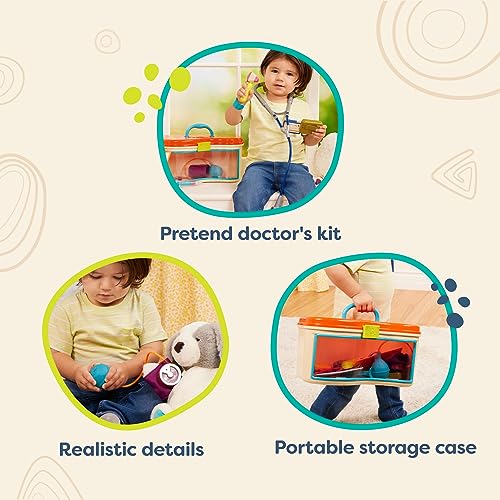 Doctor Play Set, B. toys- Wee MD- Pretend Play Toy Doctor Kit  - Stethoscope, Thermometer, Beeper & More – 18 Months +