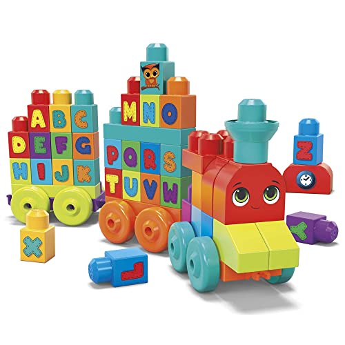 Hasbro MEGA BLOKS Fisher-Price ABC Blocks Building Toy, ABC Learning Train with 60 Pieces for Toddlers, Gift Ideas for Kids Age 1+ Years (Amazon Exclusive)