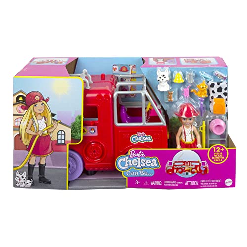 Barbie Chelsea Fire Truck Playset, Chelsea Doll  Fold Out Firetruck, Storytelling Accessories, Stickers - sctoyswholesale