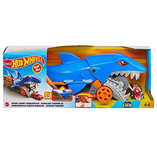 Hot Wheels Shark Chomp Transporter Playset with One 1:64 Scale Car - sctoyswholesale