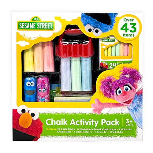 Sesame Street Chalk Set, Includes Over 43 Chalk Items, Non-Toxic and Washable Sidewalk Chalk, Gift for Kids