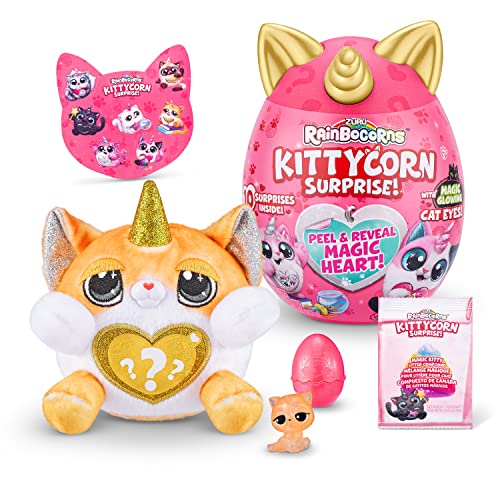 Rainbocorns Kittycorn Surprise Series 1 (Exotic Cat) by ZURU, Collectible Plush Stuffed Animal, Surprise Egg, Sticker Pack, Jelly Slime Poop, Ages 3+ for Girls, Children