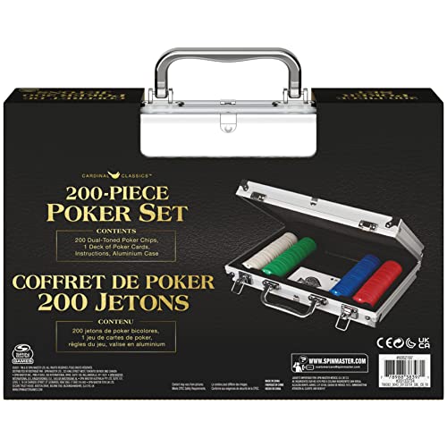 Spin Master Games Professional Texas Hold ‘Em Poker Set, Classic Game with 200 Dual-Toned Chips and Cards in an Aluminum Case