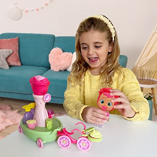 Cry Babies Magic Tears Happy Flowers - Rose's Bike Cart Playset | 17+ Accessories and Exclusive Rose Doll