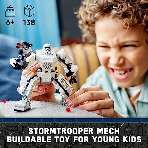 LEGO Star Wars Stormtrooper Mech 75370 Star Wars Collectible for Kids, This Buildable Star Wars Action Figure Features a Cockpit, Buildable Blaster and Iconic Imperial Stormtrooper Minifigure