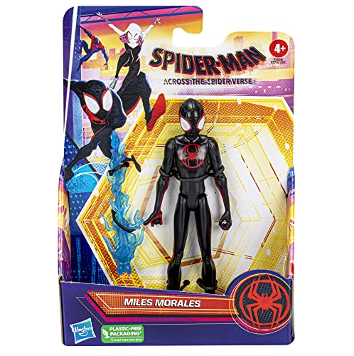 Marvel Spider-Man Across The Spider-Verse Miles Morales, 6-Inch-Scale Action Figure with Web Accessory, Toys for Kids Ages 4 and Up