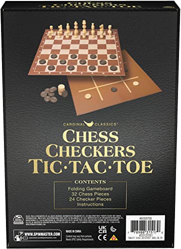 Cardinal Classics: Chess Checkers and Tic-Tac-Toe Set Box - Tabletop Board