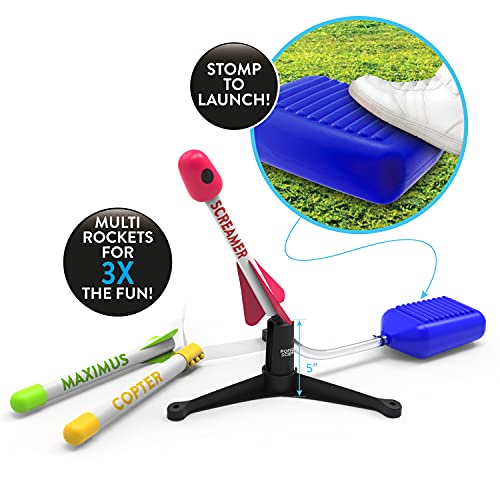 POPULAR SCIENCE Ultimate Jump Rocket |Massive Flight up to 300ft | Stomp Rocket Toys Launcher | Multi-Rocket Outdoor Toy for Garden or Back Yard | STEAM Toys and Gifts | for Kids and Families,