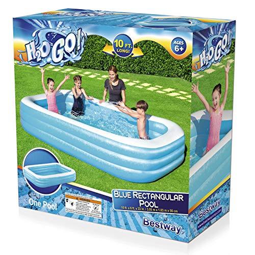 Bestway H2OGO Rectangular Inflatable Set, 10ft x 22in Above Ground Pool, Blue - sctoyswholesale