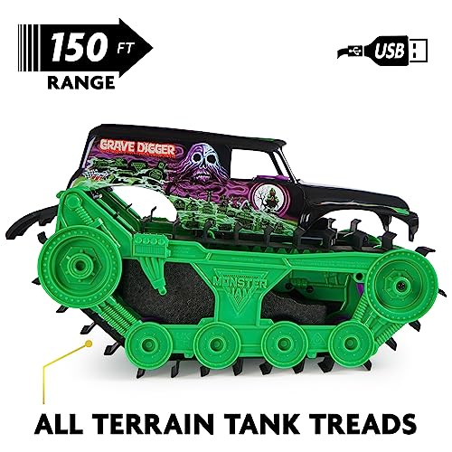 Monster Jam, Official Grave Digger Trax All-Terrain Remote Control Outdoor Vehicle, 1:15 Scale, Kids Toys for Boys and Girls Ages 4-6+