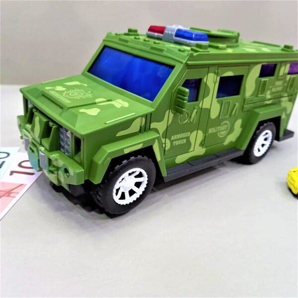 Military Car Piggy Bank Money Deposit Safe Box, Lock Police Car - sctoyswholesale