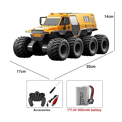 GoolRC Amphibious Remote Control Car, 8WD RC Cars, 2.4GHz Remote Control Boat, Waterproof Off Road RC Monster Truck, All Terrains Electric Armored Vehicle Crawler for Adults (Yellow)