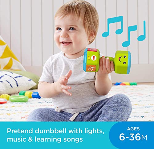 Fisher-Price Laugh & Learn Baby To Toddler Toy Countin’ Reps Dumbbell Rattle With Lights & Music