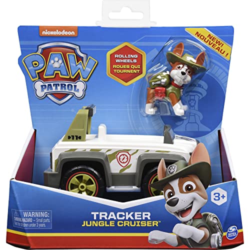 Paw Patrol, Tracker’s Jungle Cruiser Vehicle with Collectible Figure, for Kids Aged 3 and up