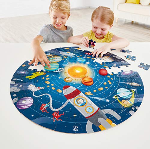 Hape Solar System Puzzle | Round Solar System Puzzle Toy for Kids, Exploratory Skills, Solid Wood Pieces and A Glowing LED Sun L: 22.6, W: -, H: 22.6 inch For 5+ Years