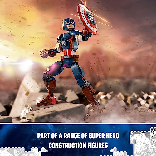 LEGO Marvel Captain America Construction Figure 76258 Buildable Marvel Action Figure, Posable Marvel Collectible with Attachable Shield for Play and Display, Avengers Toy for Boys and Girls Ages 8-12
