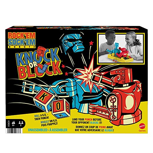 Rock ‘Em Sock ‘Em Robots Boxing Game with Manually Operated Red Rocker and Blue Bomber Figures in Ring - sctoyswholesale