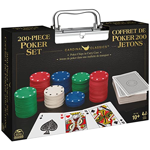 Spin Master Games Professional Texas Hold ‘Em Poker Set, Classic Game with 200 Dual-Toned Chips and Cards in an Aluminum Case