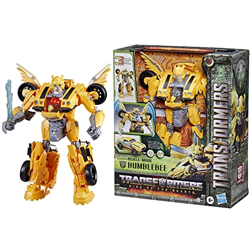 Transformers Toys Rise of The Beasts Movie, Beast-Mode Bumblebee Converting Toy with Lights and Sounds