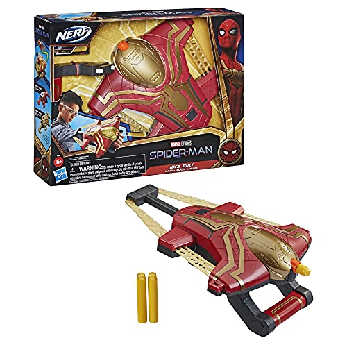 Spider-Man Marvel Web Bolt NERF Blaster Toy for Kids, Movie-Inspired Design, Includes 3 Elite Nerf Darts, for Kids Ages 5 and Up