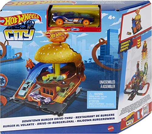 Hot Wheels City Burger Drive-Thru Playset with 1 Vehicle, Connects to Other Playsets & Tracks - sctoyswholesale