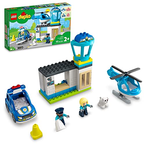LEGO DUPLO Town Police Station & Helicopter 10959 Building Toy Set for Preschool Kids, Toddler Boys and Girls Ages 2+ (40 Pieces)