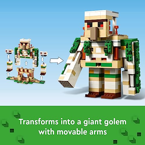 LEGO Minecraft The Iron Golem Fortress 21250 Building Toy Set, Playset Featuring a Crystal Knight and Golden Knight, A Fortress and a Giant Golem, Build and Display Minecraft Toy for 9 Year Old Kids