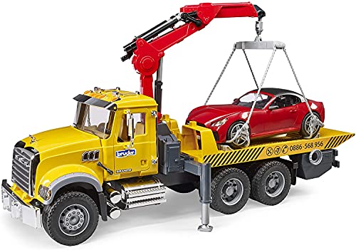 Bruder - Mack Granite Tow Truck with Bruder Roadster   Compatible with world Figures