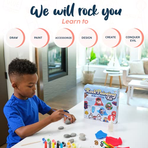 Bryte Rock Painting Kit for Kids 6+ With Ninja, Warrior and Superhero Toy Accessories, Paint Set, and Includes Easy-to-Follow Instructional Videos; Arts & Crafts