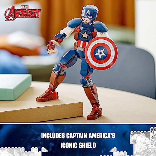 LEGO Marvel Captain America Construction Figure 76258 Buildable Marvel Action Figure, Posable Marvel Collectible with Attachable Shield for Play and Display, Avengers Toy for Boys and Girls Ages 8-12