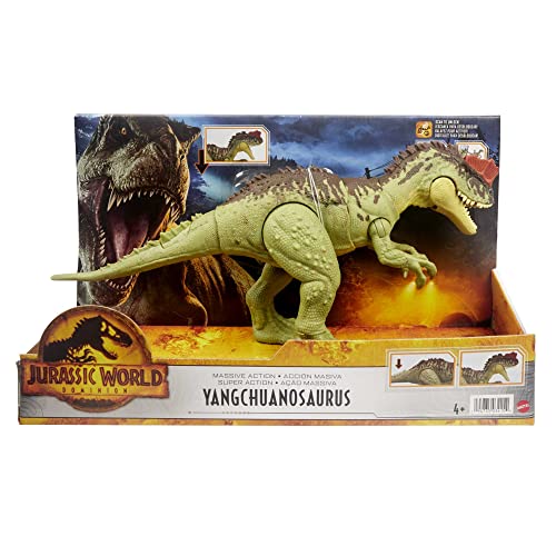 Jurassic World Dominion Massive Action Yangchuanosaurus Dinosaur Figure with Attack Movement, Toy Gift with Physical and Digital Play