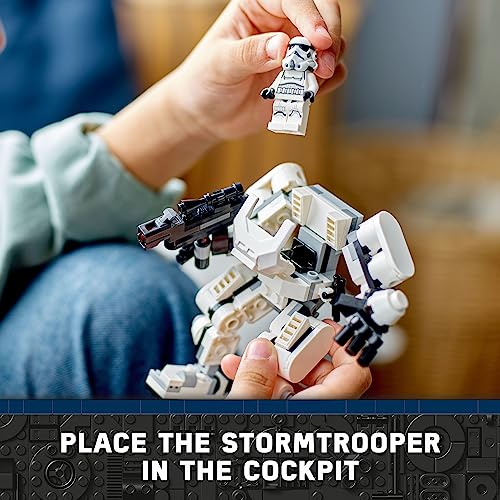 LEGO Star Wars Stormtrooper Mech 75370 Star Wars Collectible for Kids, This Buildable Star Wars Action Figure Features a Cockpit, Buildable Blaster and Iconic Imperial Stormtrooper Minifigure