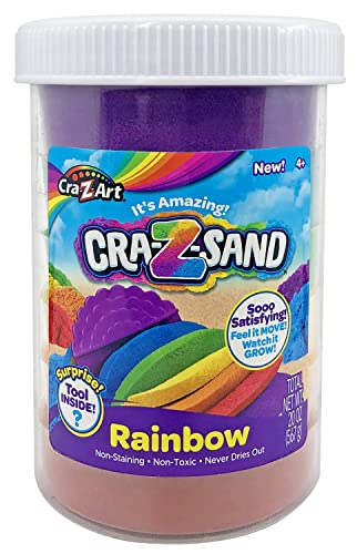 CRA-Z-Sand Rainbow Sand Jar with Bonus Surprise Tool Inside, Shape, Mold and Slice It, Fun Sensory Toy for Ages 4 and up