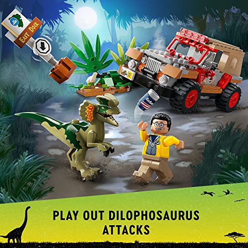 LEGO Jurassic Park Dilophosaurus Ambush 76958 Buildable Toy Set for Jurassic Park 30th Anniversary; Dinosaur Toy for Boys and Girls with Dino Figure and Jeep Car Toy; Gift Idea for Ages 6 and up