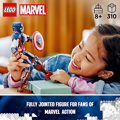 LEGO Marvel Captain America Construction Figure 76258 Buildable Marvel Action Figure, Posable Marvel Collectible with Attachable Shield for Play and Display, Avengers Toy for Boys and Girls Ages 8-12