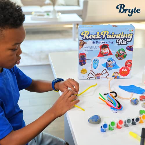 Bryte Rock Painting Kit for Kids 6+ With Ninja, Warrior and Superhero Toy Accessories, Paint Set, and Includes Easy-to-Follow Instructional Videos; Arts & Crafts Great Gift For Birthdays, and Holidays