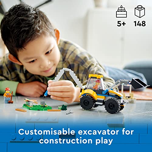 LEGO City Construction Digger 60385, Excavator Toy for Kids, Boys & Girls Ages 5 Plus Years Old
